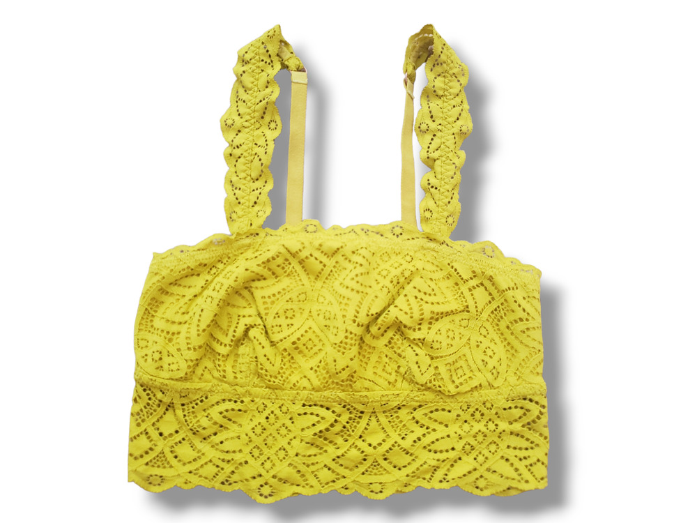 Aerie Boho Lace Longline Bralette XS Yellow Chartreuse